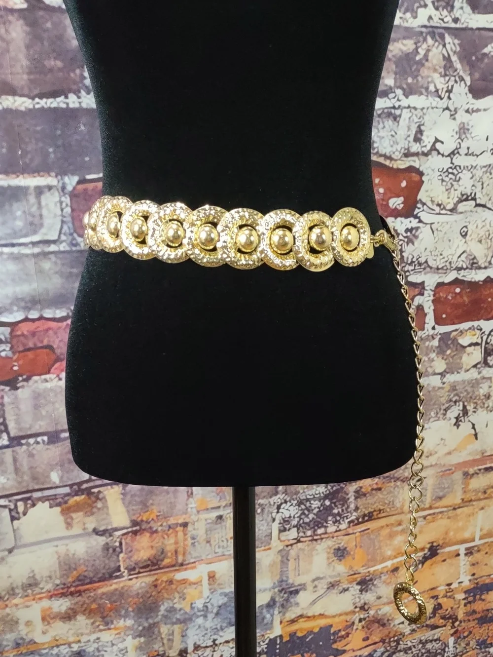 Vintage Gold Circle-Link Statement Waist Chain Belt